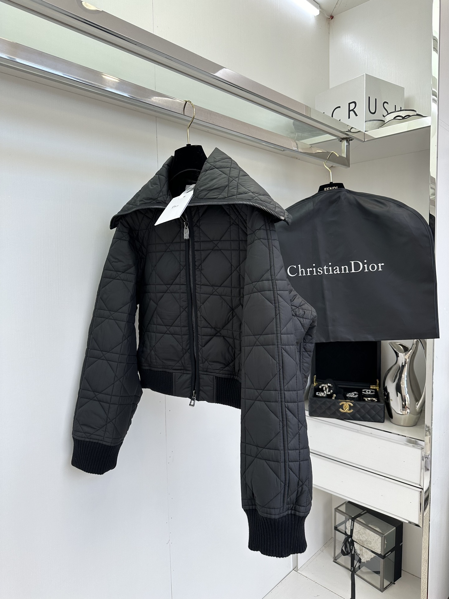 25 F 迪奥Fw秋冬新款海军领藤格纹拉链棉服外套独家yb开发!高版出品!冬季衣橱的必备单品!内外的藤格