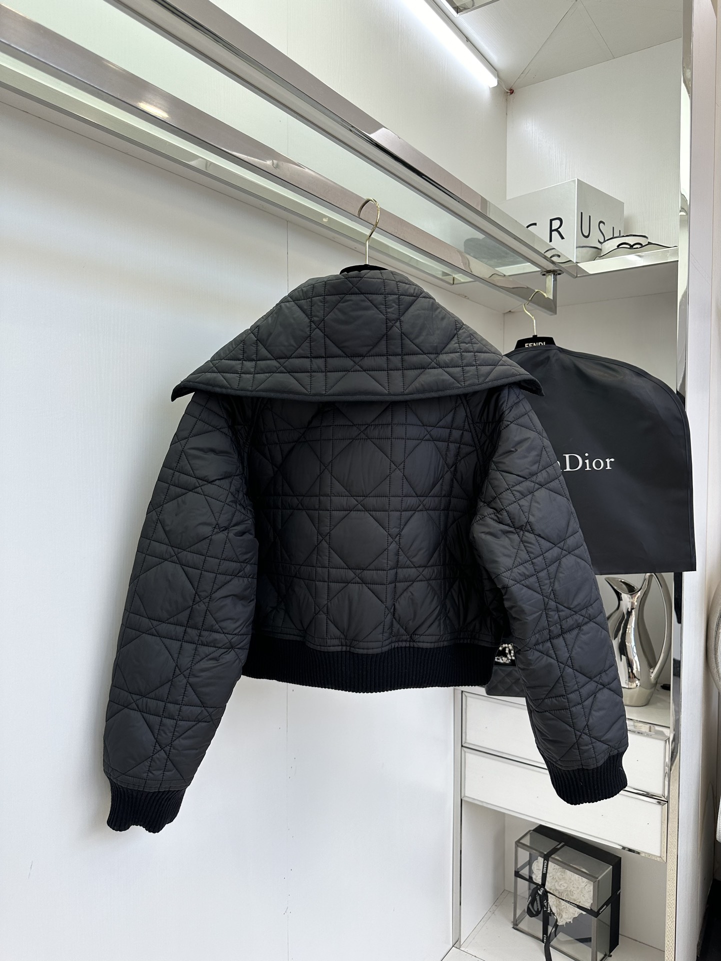 25 F 迪奥Fw秋冬新款海军领藤格纹拉链棉服外套独家yb开发!高版出品!冬季衣橱的必备单品!内外的藤格