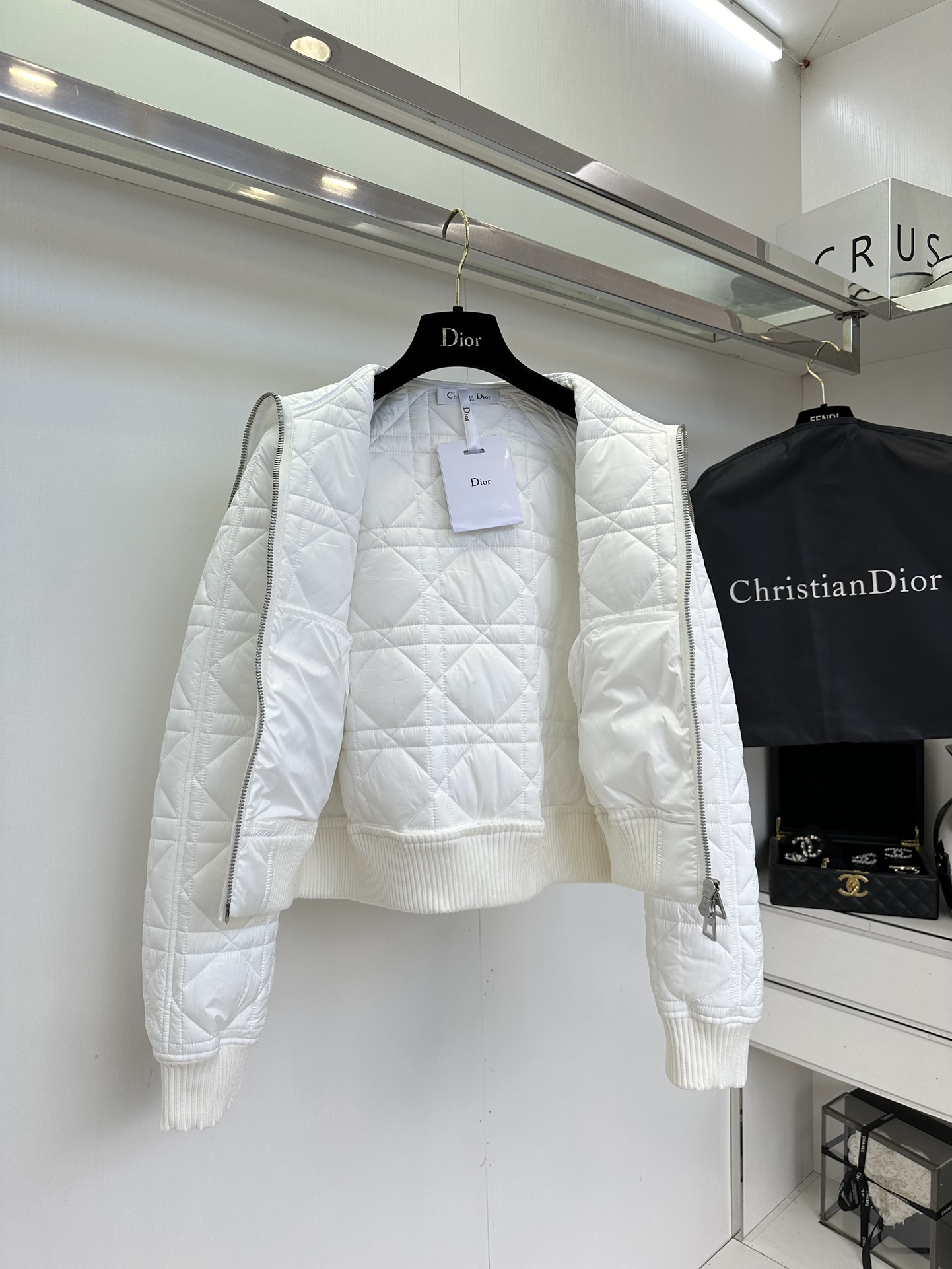 25 F 迪奥Fw秋冬新款海军领藤格纹拉链棉服外套独家yb开发!高版出品!冬季衣橱的必备单品!内外的藤格