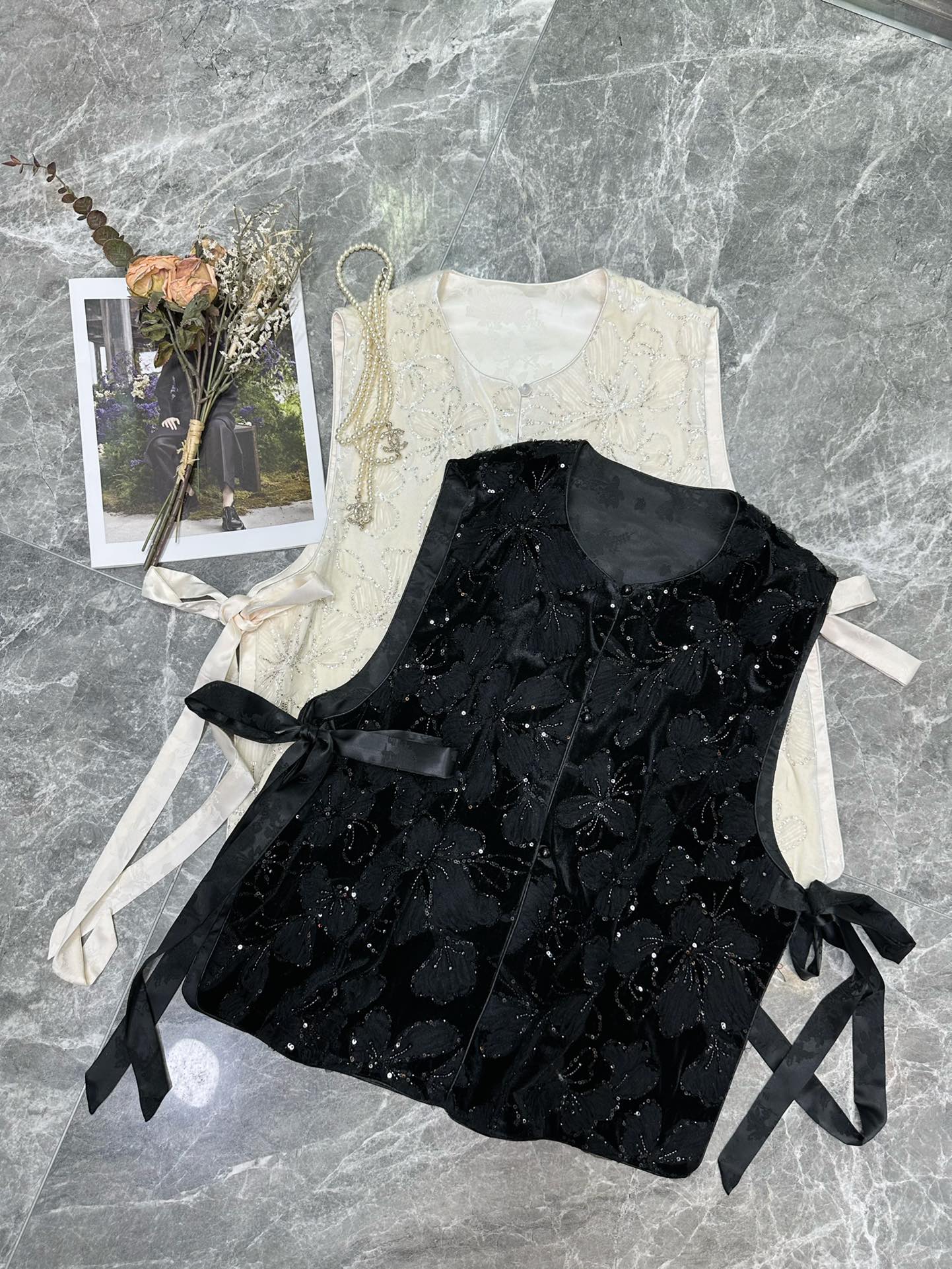 Elegant Embroidered Floral Vest with Side Tie Detail - Versatile Style 4 i1757167427 3577 0