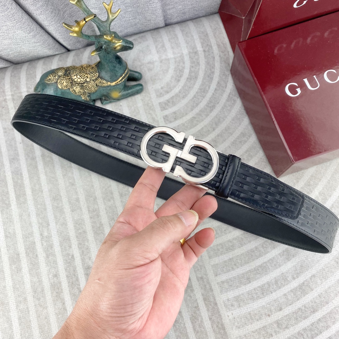 古奇💕 特种皮腰带自动带系列 ，原厂五金精品不锈钢扣，手感柔软舒适 宽3.5CM。