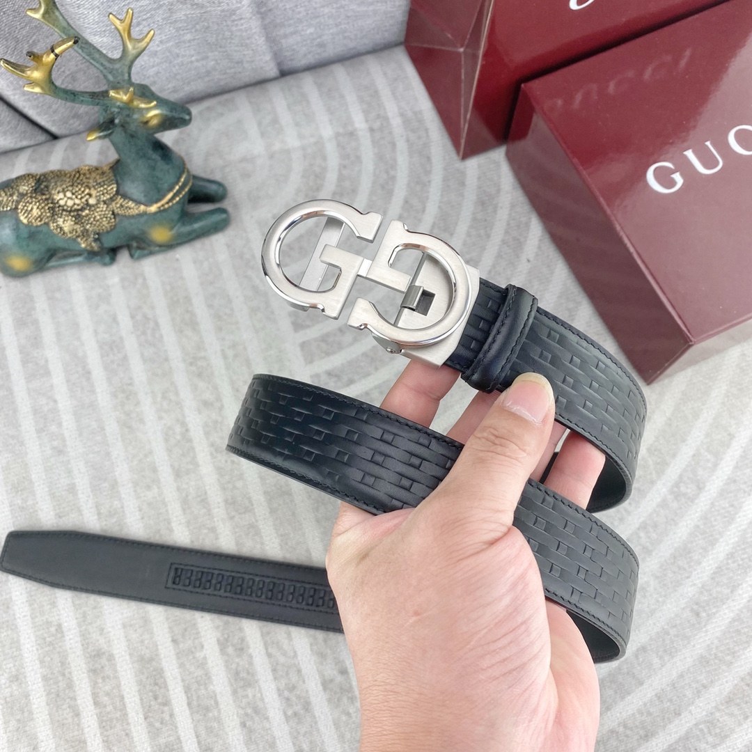 古奇💕 特种皮腰带自动带系列 ，原厂五金精品不锈钢扣，手感柔软舒适 宽3.5CM。