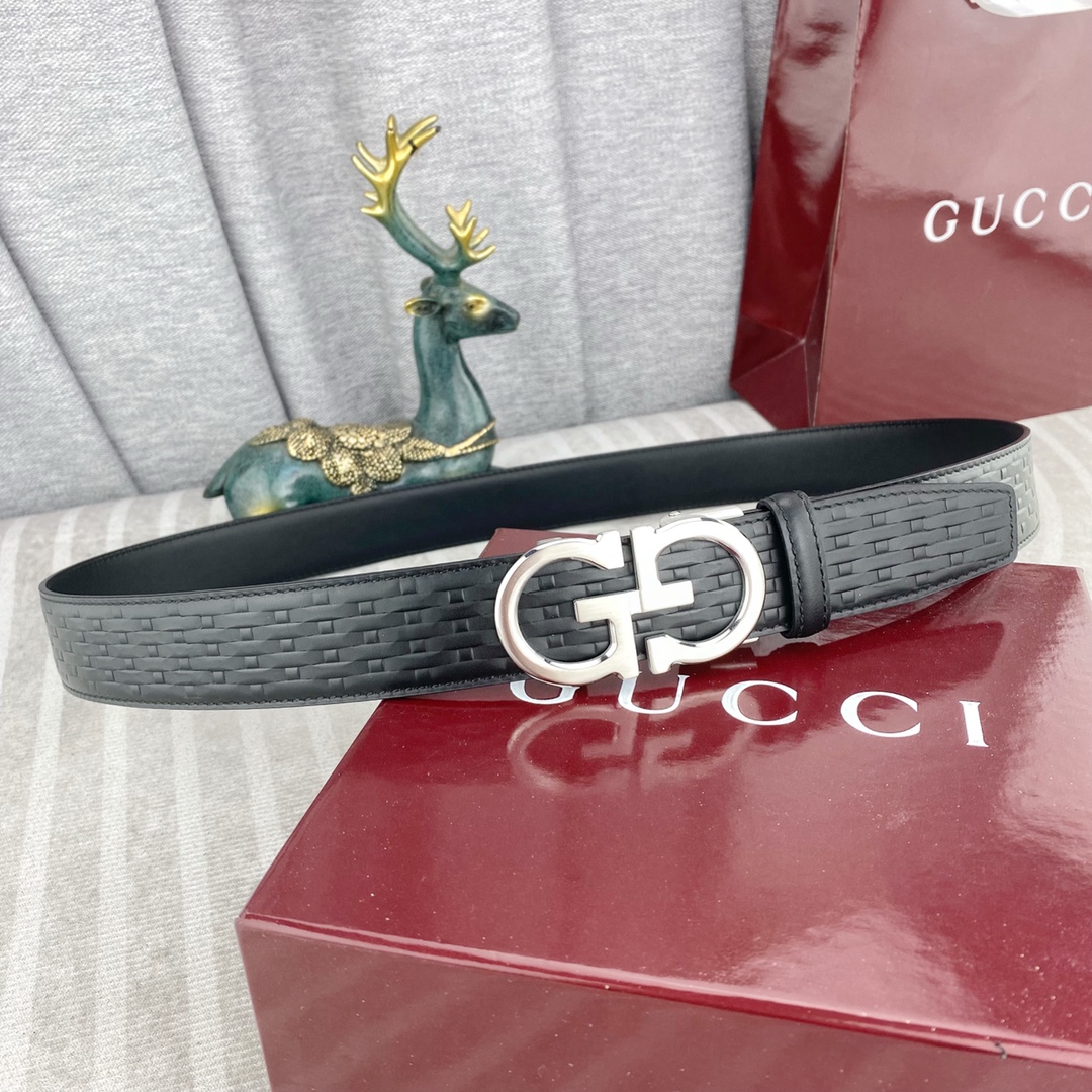 古奇💕 特种皮腰带自动带系列 ，原厂五金精品不锈钢扣，手感柔软舒适 宽3.5CM。