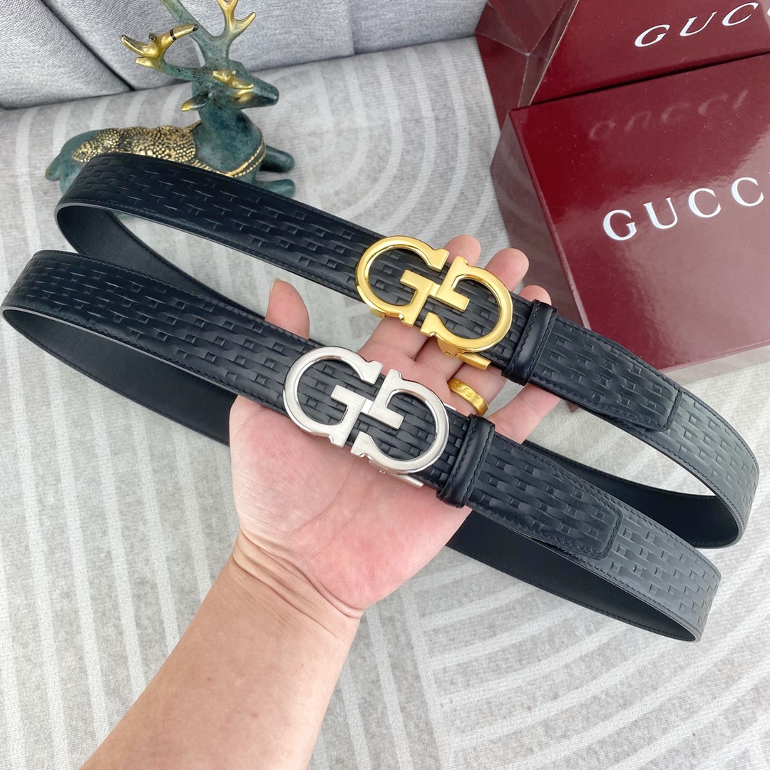 古奇💕 特种皮腰带自动带系列 ，原厂五金精品不锈钢扣，手感柔软舒适 宽3.5CM。