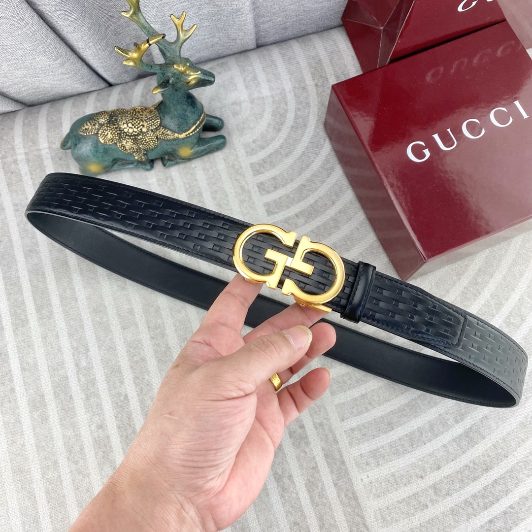 古奇💕 特种皮腰带自动带系列 ，原厂五金精品不锈钢扣，手感柔软舒适 宽3.5CM。