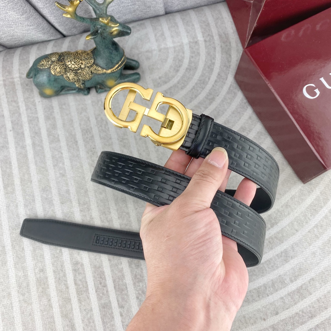 古奇💕 特种皮腰带自动带系列 ，原厂五金精品不锈钢扣，手感柔软舒适 宽3.5CM。