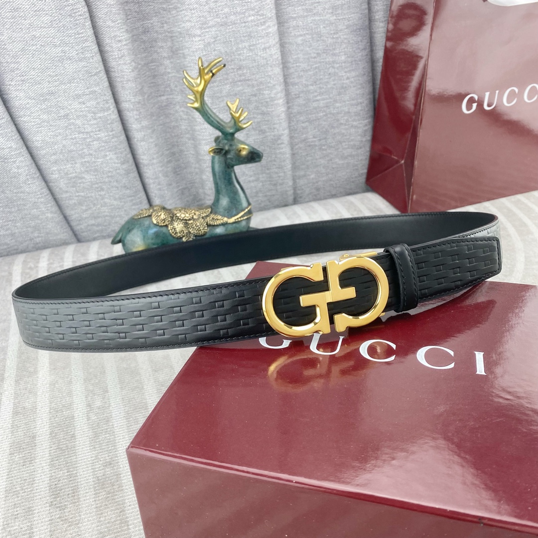 古奇💕 特种皮腰带自动带系列 ，原厂五金精品不锈钢扣，手感柔软舒适 宽3.5CM。