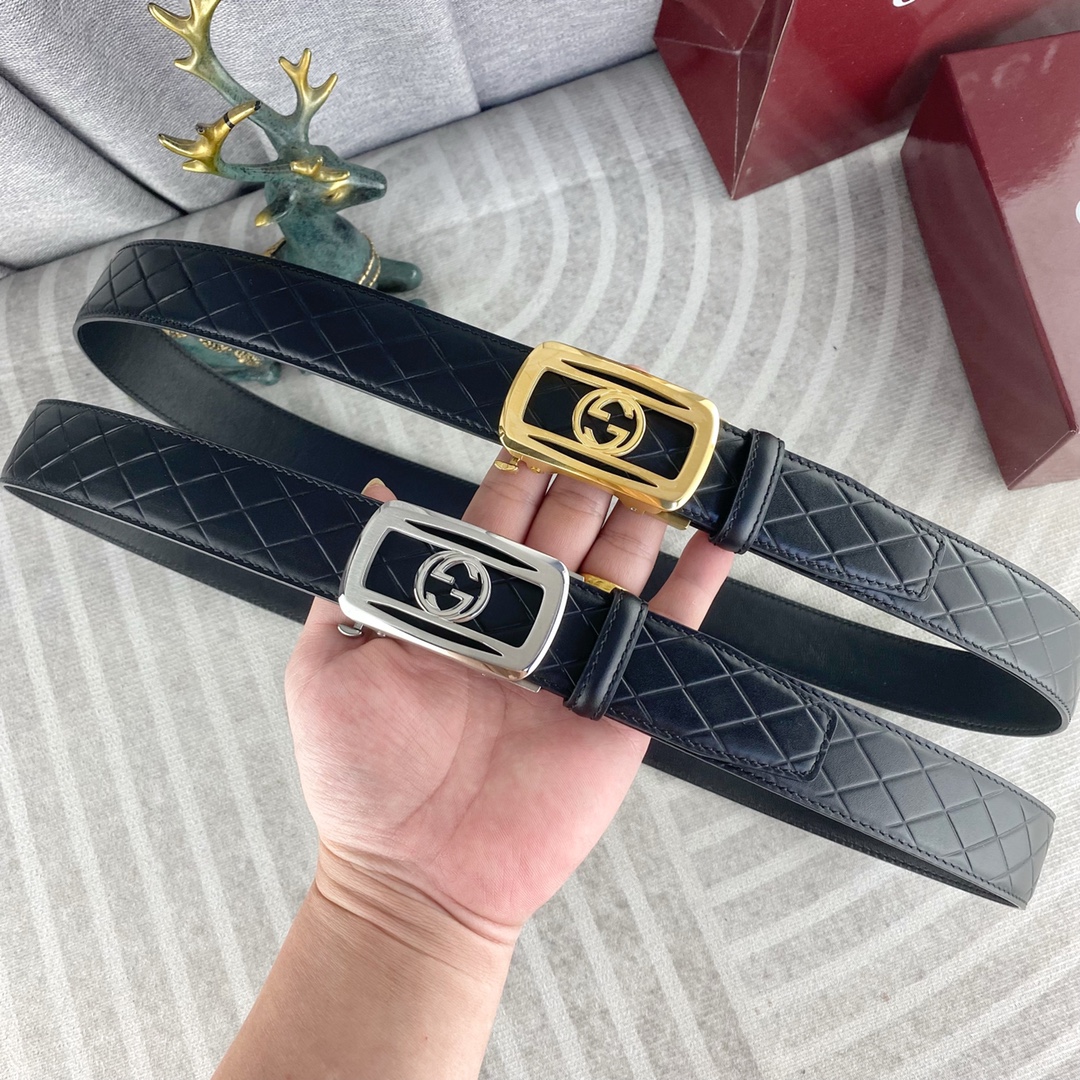 古奇💕 特种皮腰带自动带系列 ，原厂五金精品不锈钢扣，手感柔软舒适 宽3.5CM。