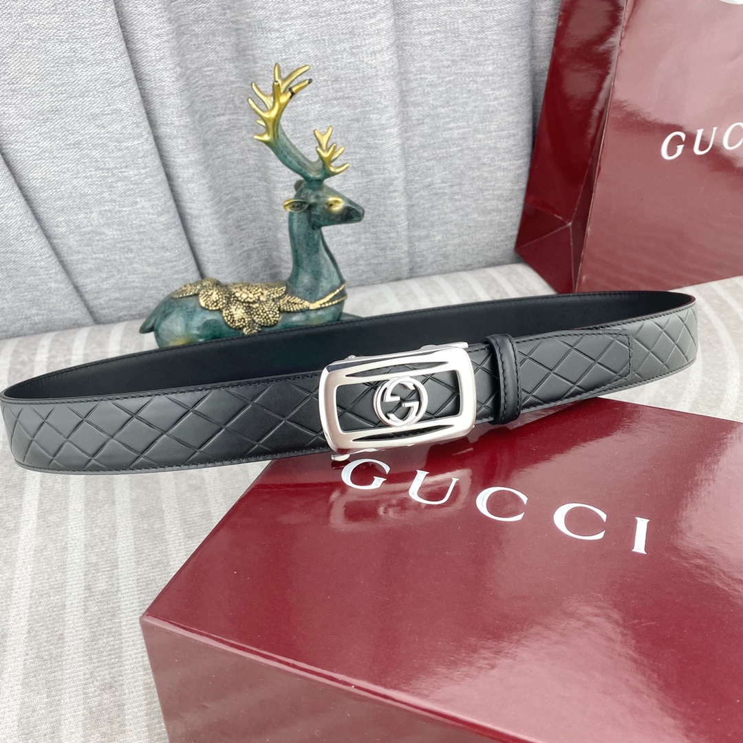 古奇💕 特种皮腰带自动带系列 ，原厂五金精品不锈钢扣，手感柔软舒适 宽3.5CM。