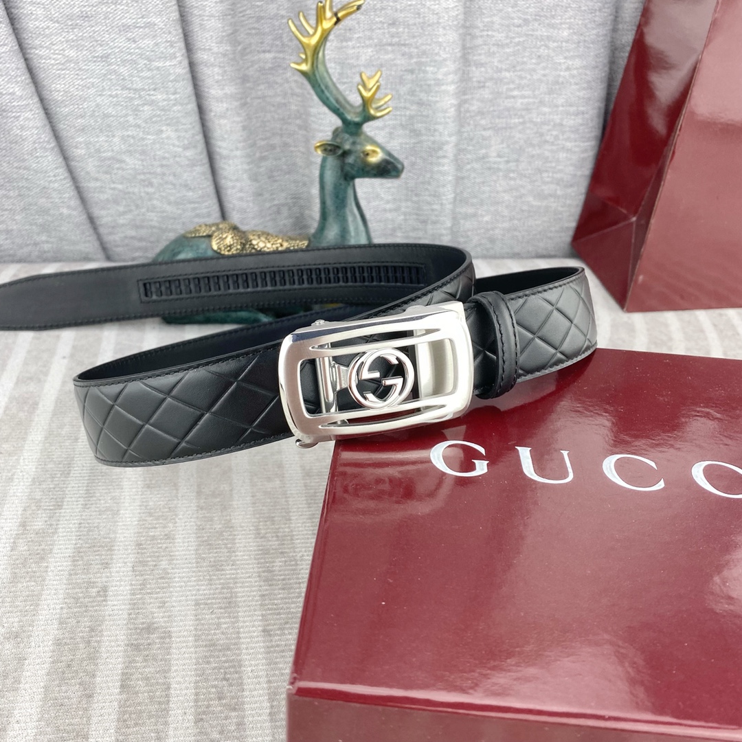 古奇💕 特种皮腰带自动带系列 ，原厂五金精品不锈钢扣，手感柔软舒适 宽3.5CM。