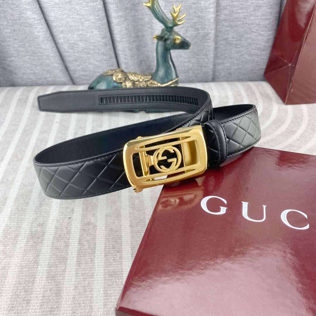 古奇💕 特种皮腰带自动带系列 ，原厂五金精品不锈钢扣，手感柔软舒适 宽3.5CM。