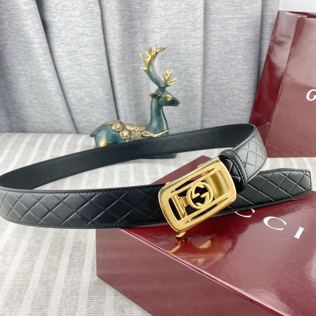 古奇💕 特种皮腰带自动带系列 ，原厂五金精品不锈钢扣，手感柔软舒适 宽3.5CM。