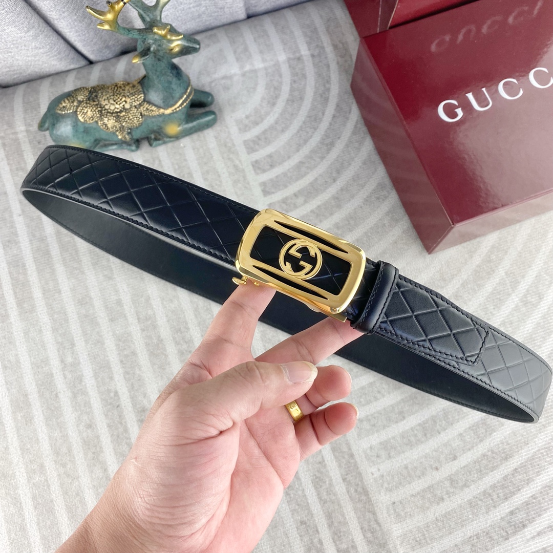 古奇💕 特种皮腰带自动带系列 ，原厂五金精品不锈钢扣，手感柔软舒适 宽3.5CM。