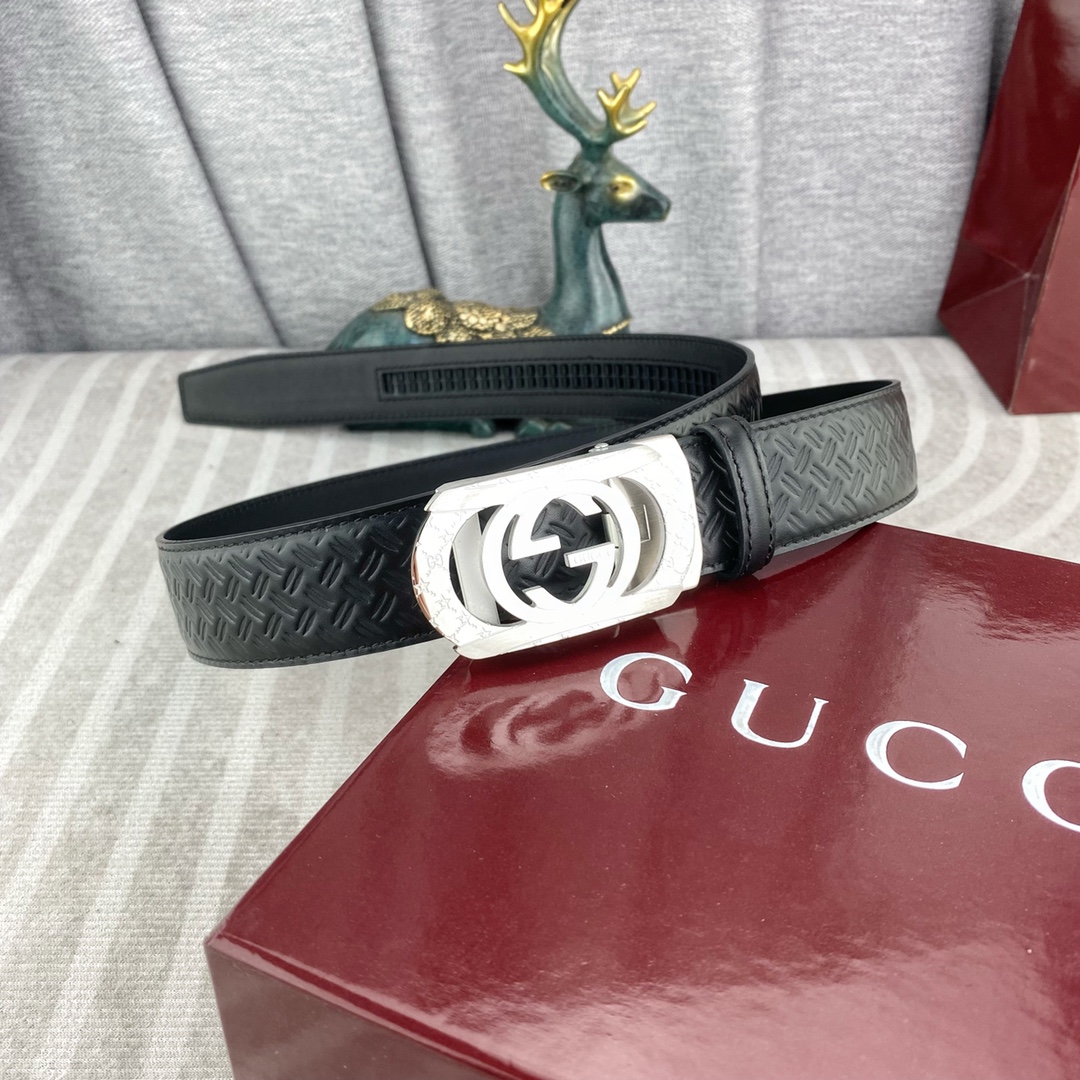 古奇💕 特种皮腰带自动带系列 ，原厂五金精品不锈钢扣，手感柔软舒适 宽3.5CM。