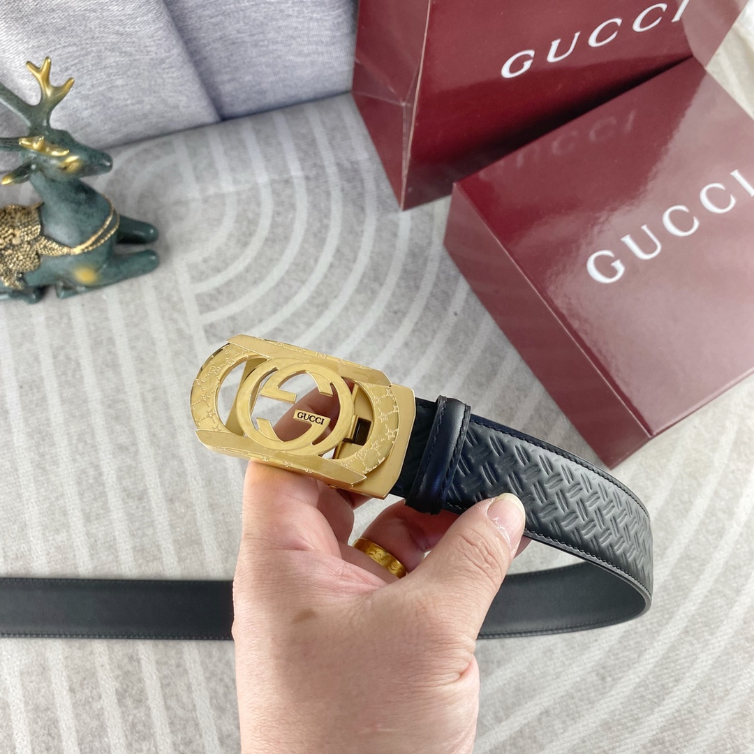 古奇💕 特种皮腰带自动带系列 ，原厂五金精品不锈钢扣，手感柔软舒适 宽3.5CM。