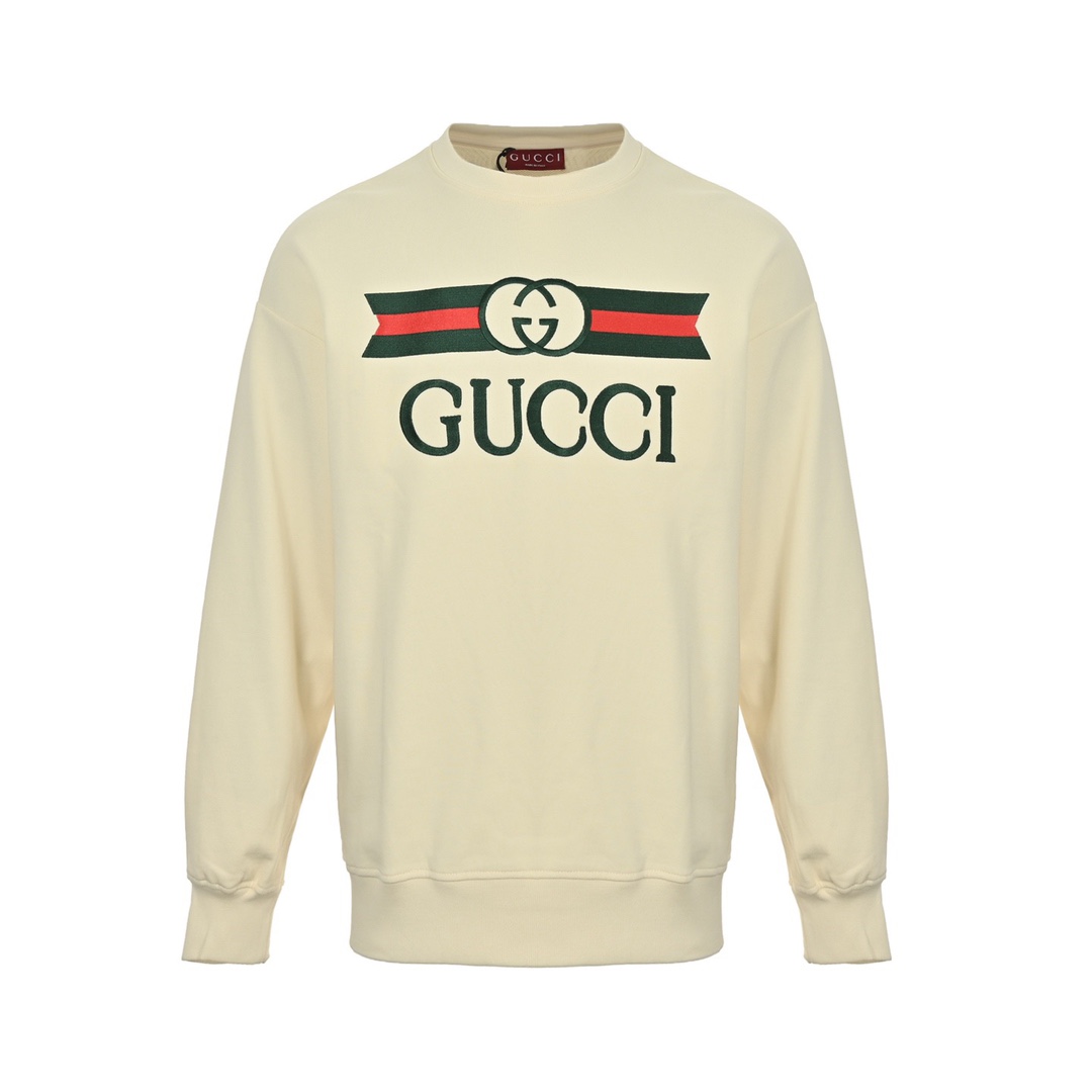 古驰/Gucci 秋冬新款 双G互扣标识超大造型刺绣圆领卫衣 古驰/Gucci 秋冬新款 双G互扣标识超大造型刺绣圆领卫衣
