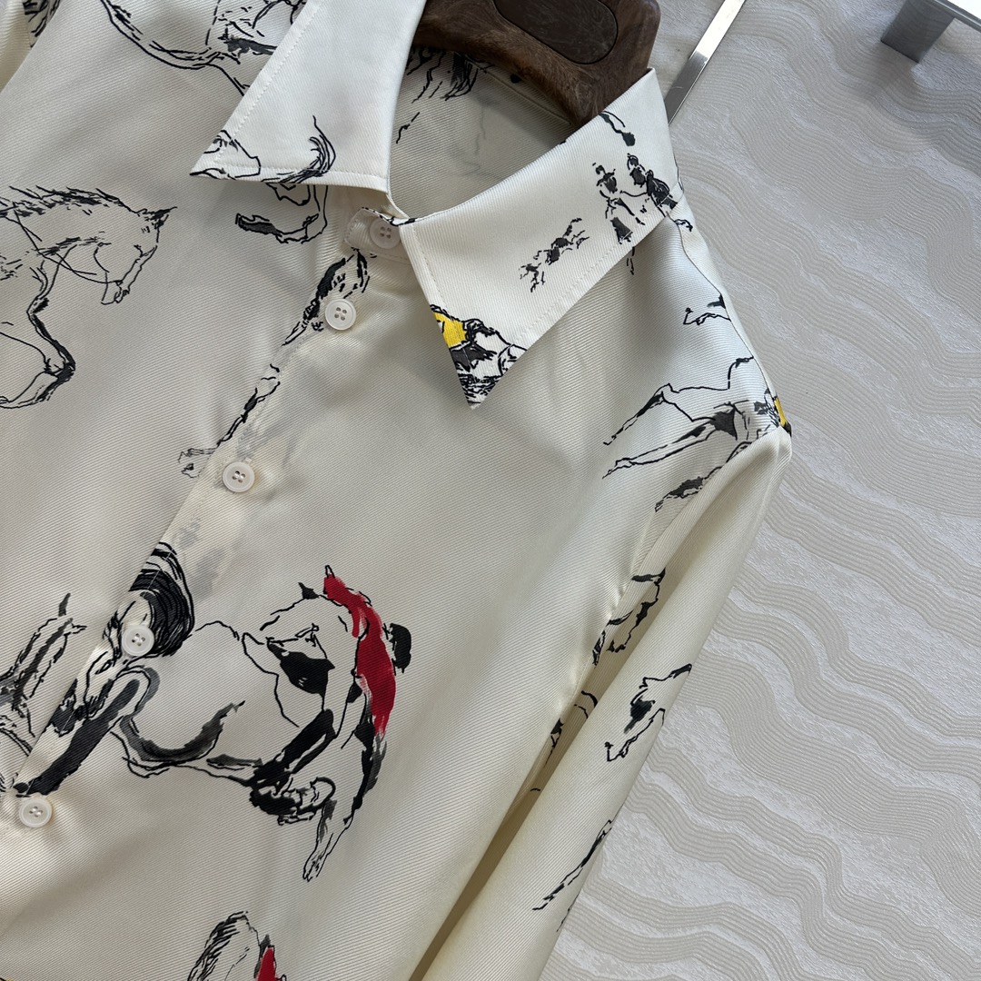 独家首发❤️高端原单品质❤️lP🆕高智感老钱风穿搭！25秋冬 高级感印花真丝衬衫，100%真丝斜纹绸，水