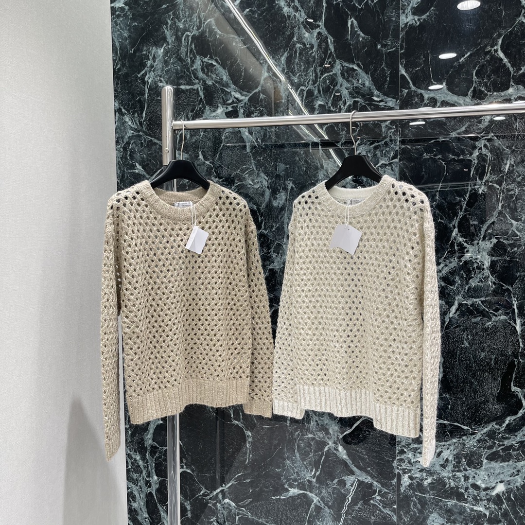 Brunello Cucinell* 25秋冬新款 镂空长袖上衣 成衣添加了微微细闪亮片 穿上身超级好看