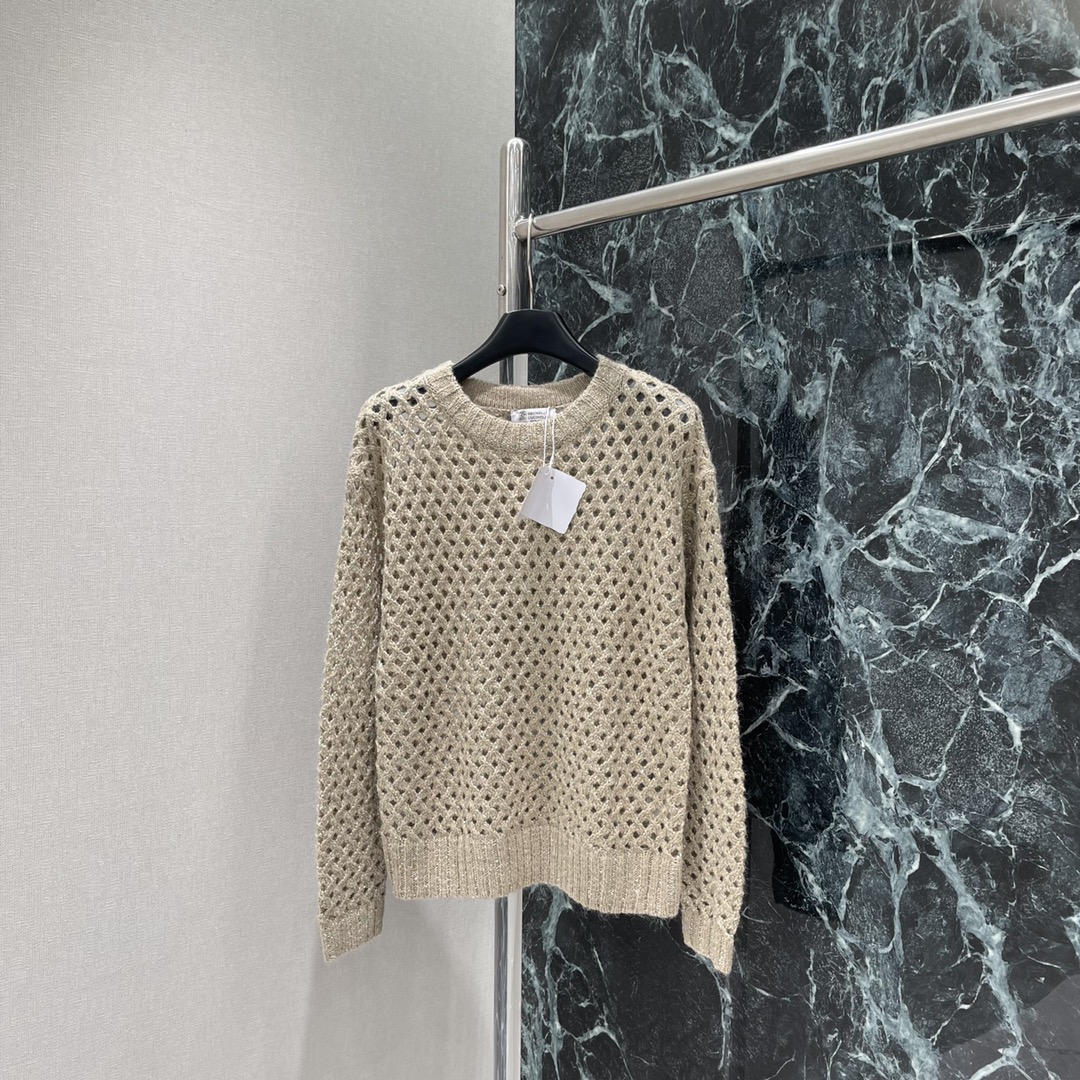 Brunello Cucinell* 25秋冬新款 镂空长袖上衣 成衣添加了微微细闪亮片 穿上身超级好看