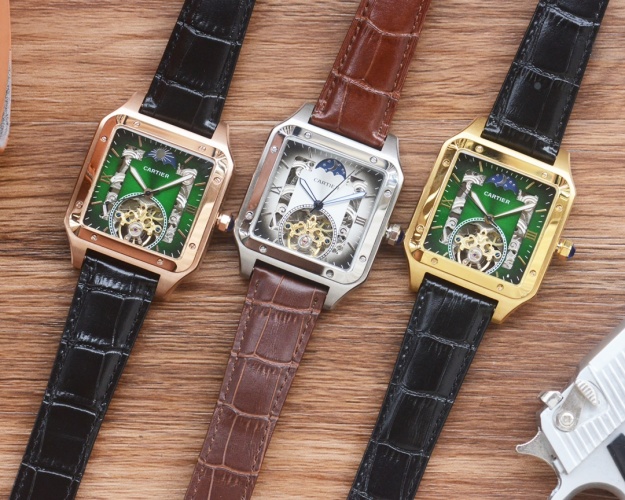 Cartier Santos-Dumont Skeleton Automatic Watch, Leather Strap, Elegant Design 6 Cartier Santos-Dumont Skeleton Automatic Watch, Leather Strap, Elegant Design