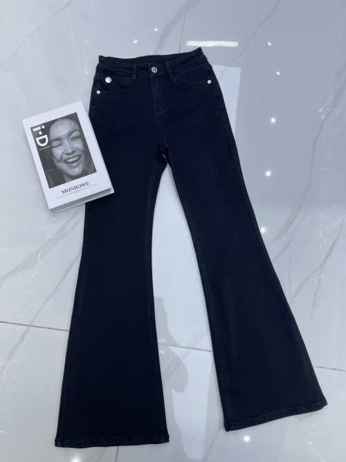 Chanel Women's High-Waisted Flared Jeans with Embroidered Logo - Black 1 Chanel Women's High-Waisted Flared Jeans with Embroidered Logo - Black
