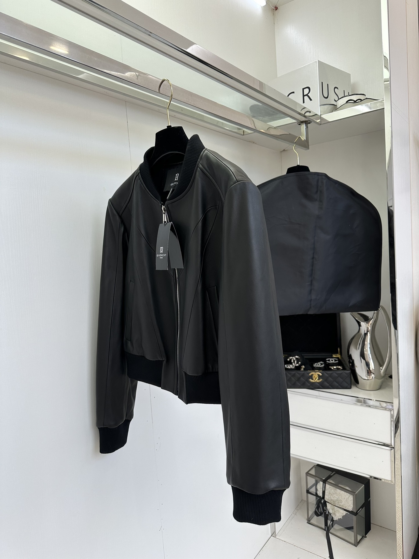 Givenchy Black Lambskin Leather Baseball Jacket - Classic & Cool 4 i1757410802 2894 2