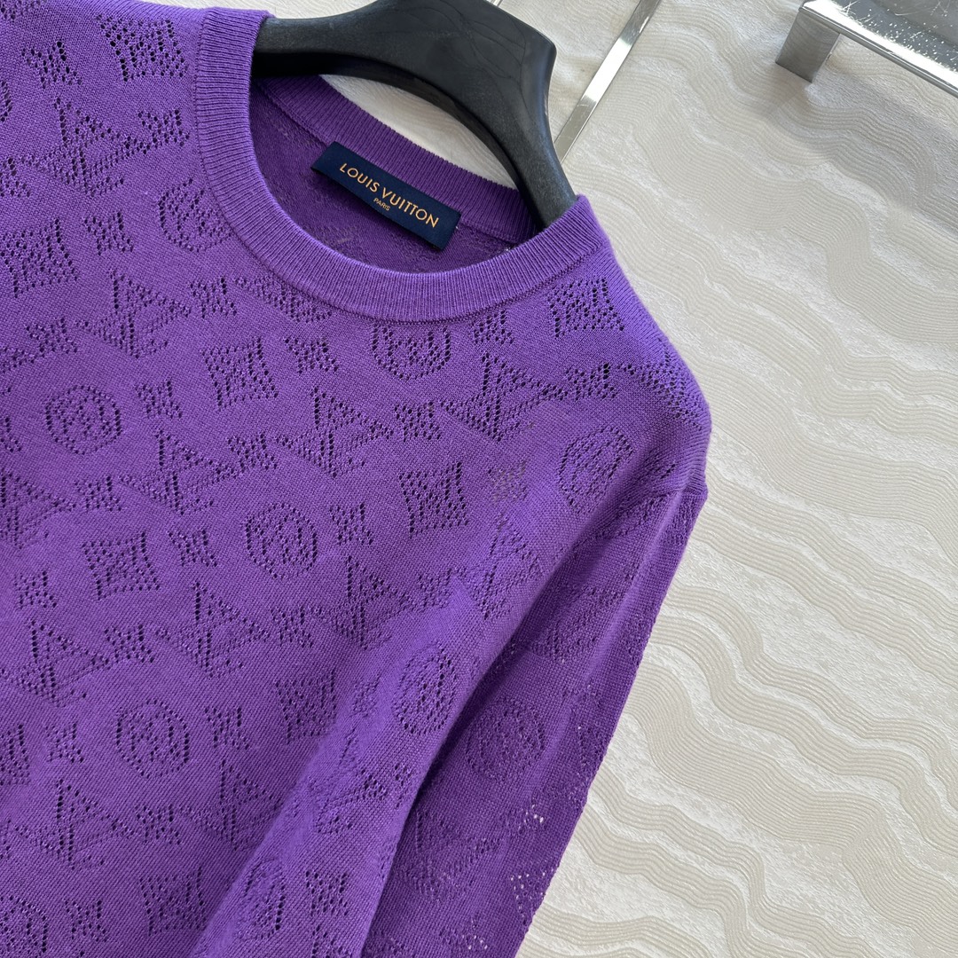 独家首发❤️原单品质！Monogram花㚏针织圆领毛衣！18针瑞士机重工定位缕空嵌花工艺贯穿时髦高级感！