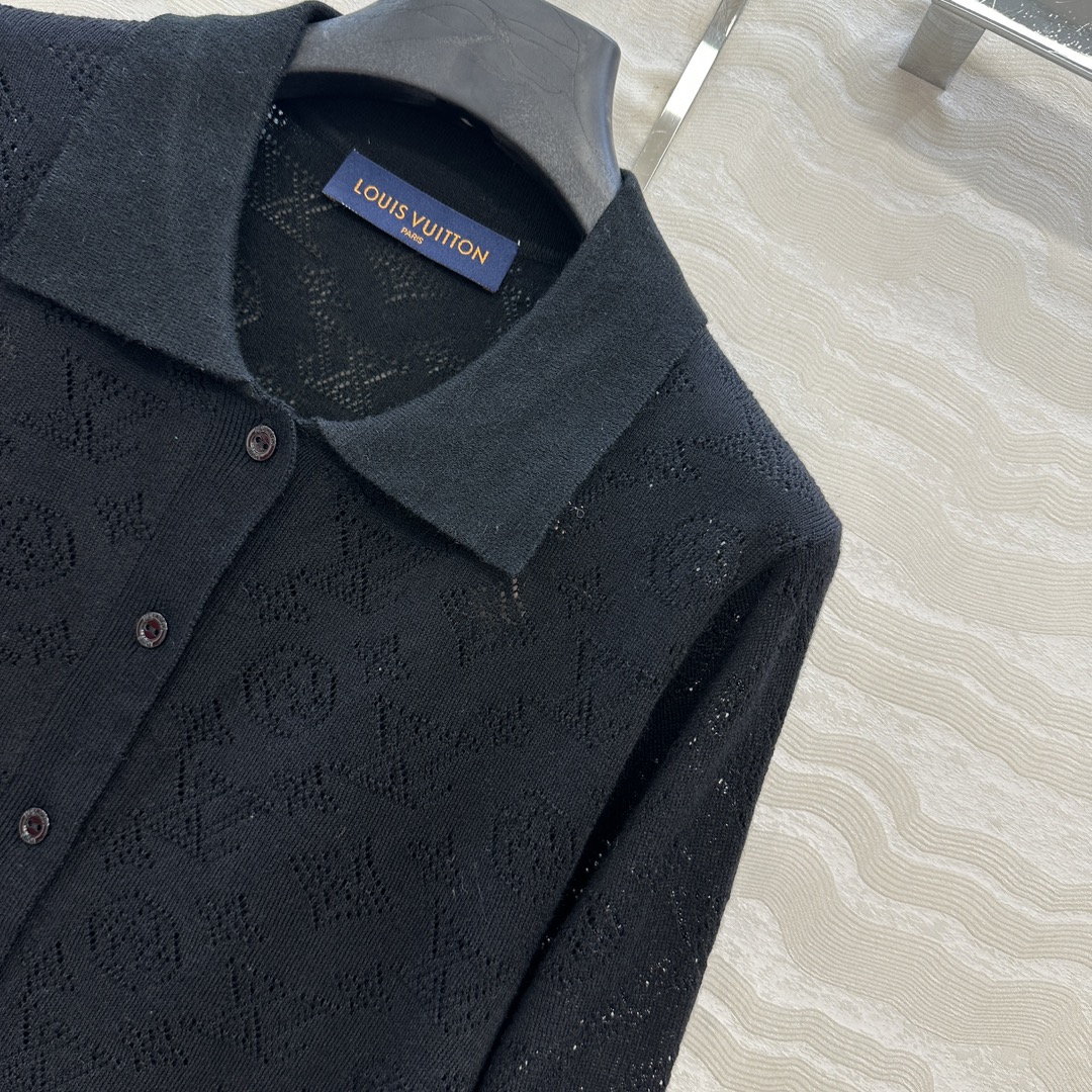 独家首发❤️原单品质！Monogram花㚏针织Polo领毛衣！18针瑞士机重工定位缕空嵌花工艺贯穿时髦高