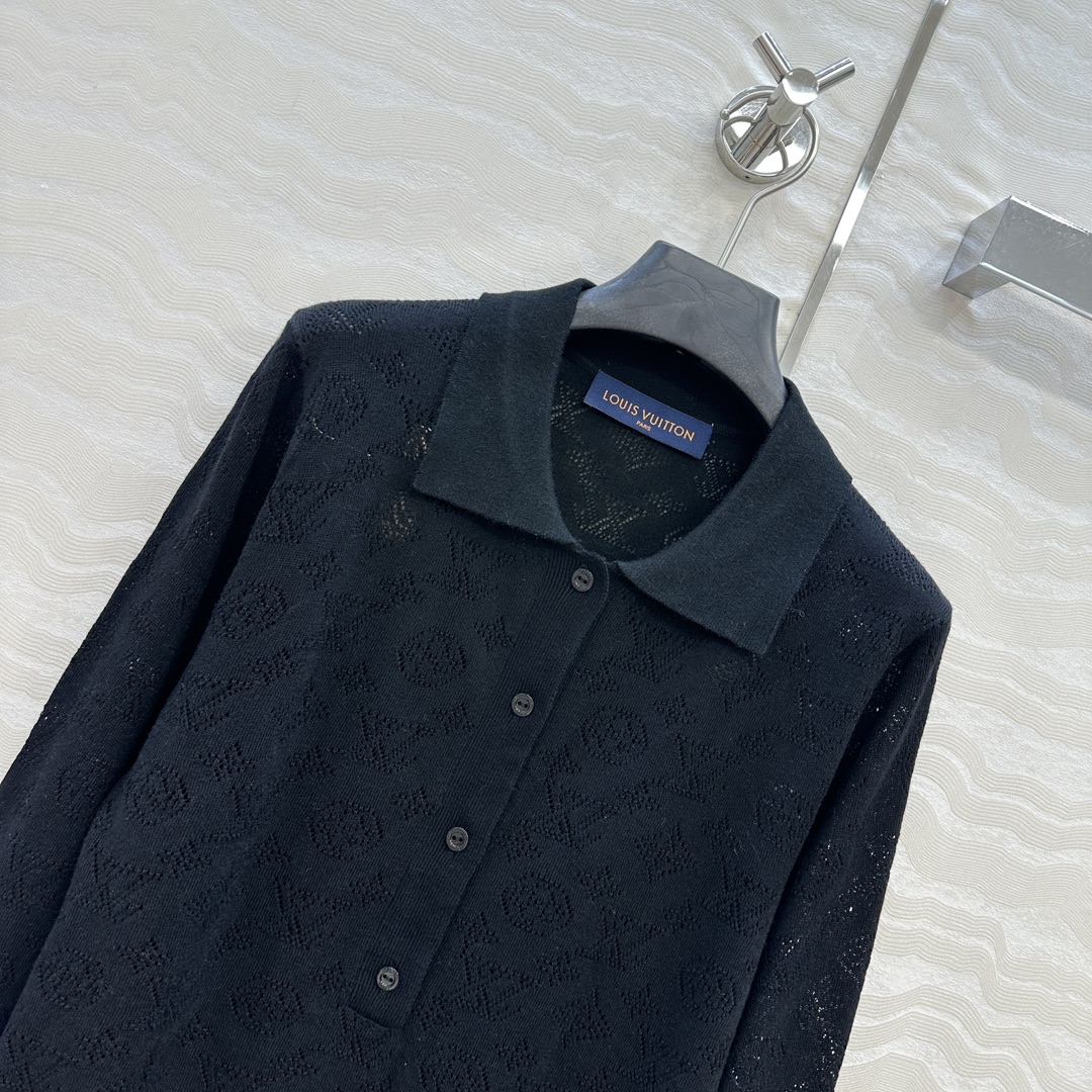 独家首发❤️原单品质！Monogram花㚏针织Polo领毛衣！18针瑞士机重工定位缕空嵌花工艺贯穿时髦高