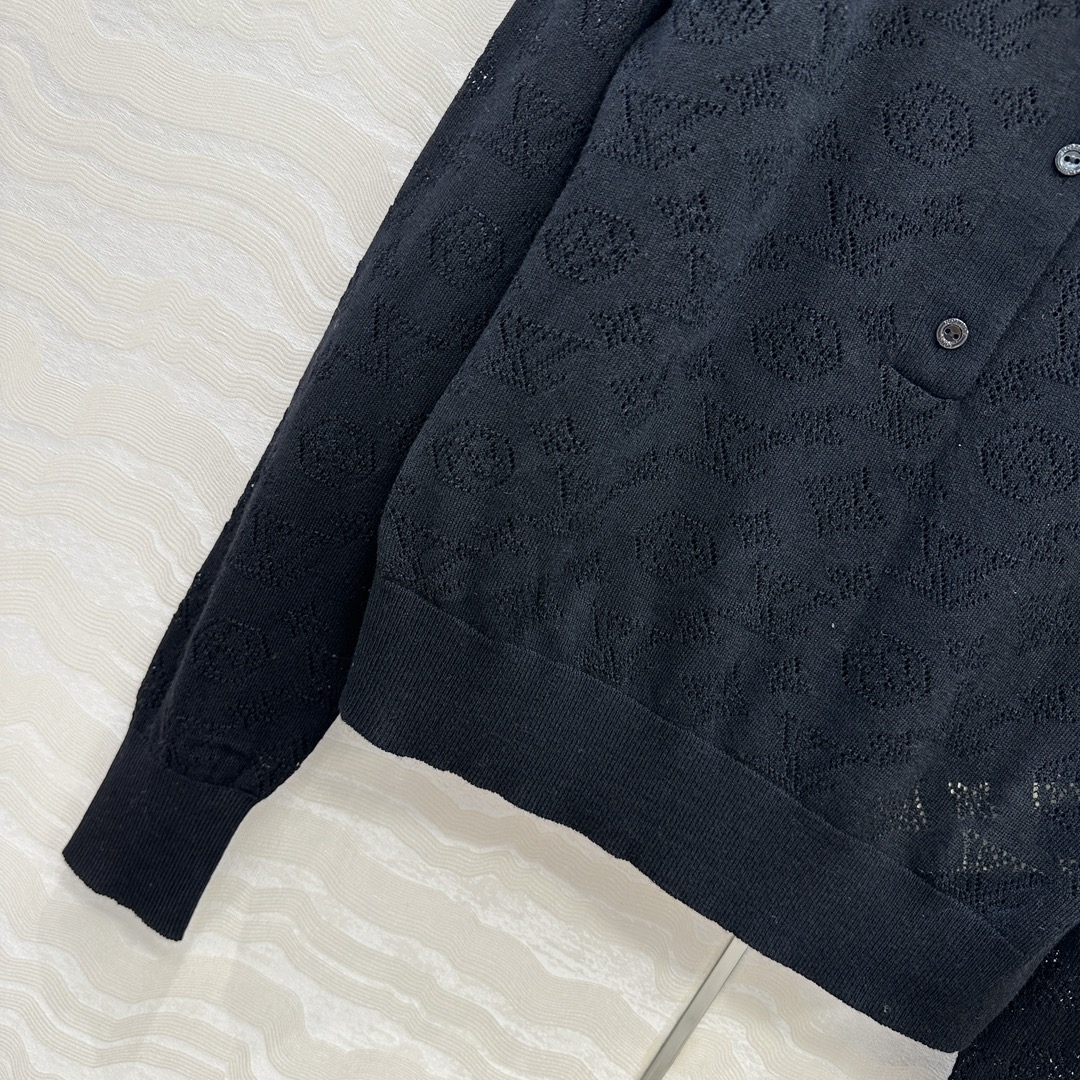 独家首发❤️原单品质！Monogram花㚏针织Polo领毛衣！18针瑞士机重工定位缕空嵌花工艺贯穿时髦高
