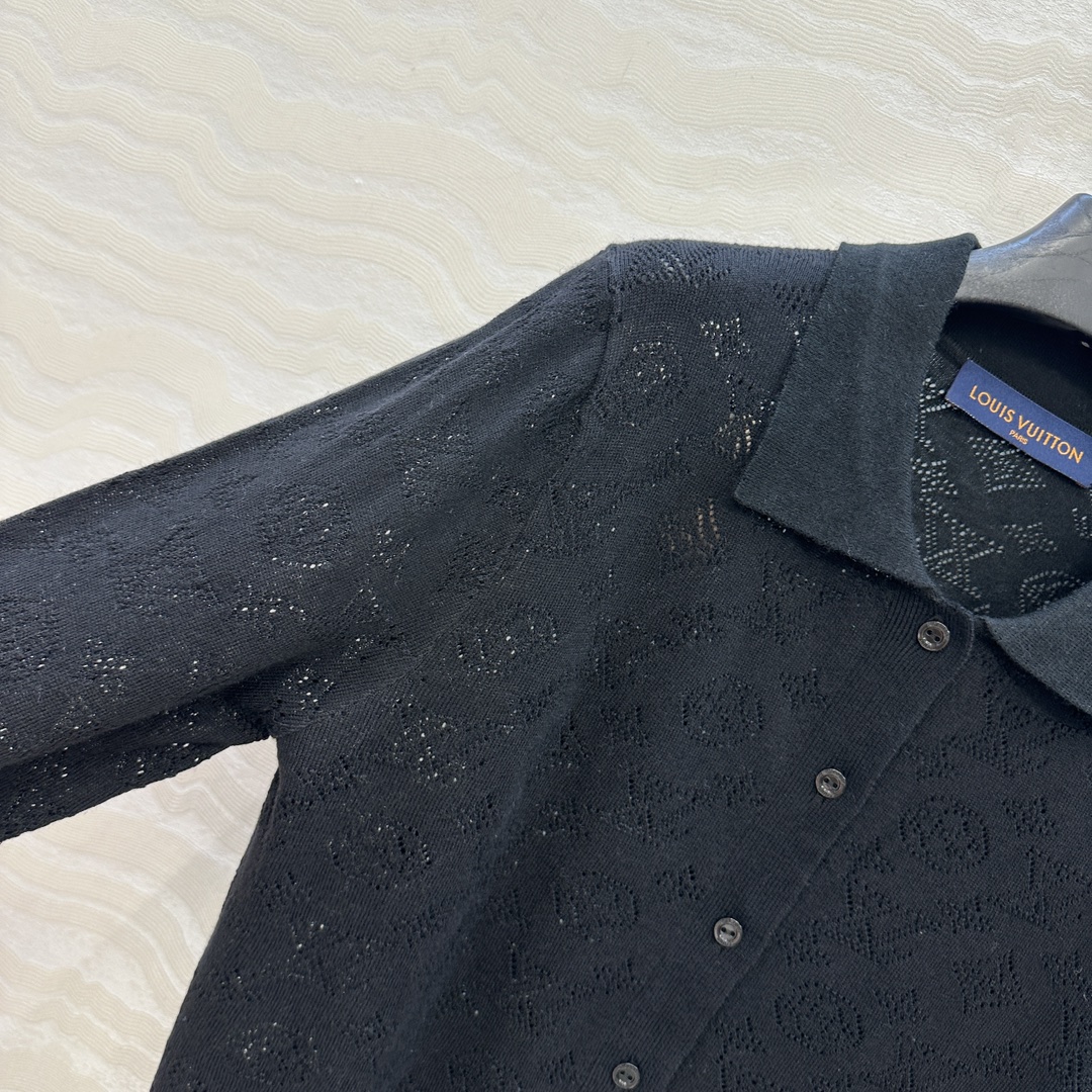 独家首发❤️原单品质！Monogram花㚏针织Polo领毛衣！18针瑞士机重工定位缕空嵌花工艺贯穿时髦高