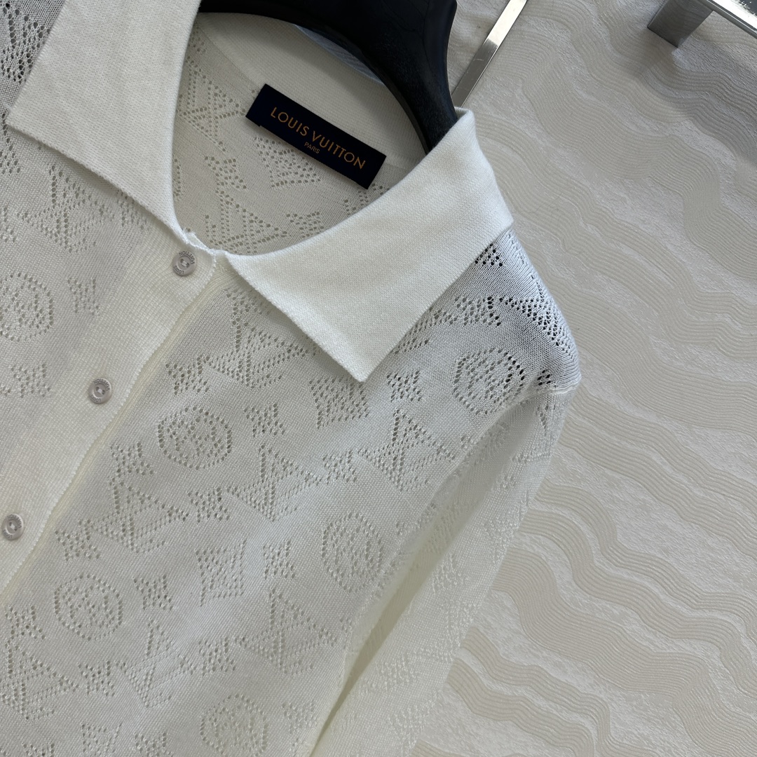 独家首发❤️原单品质！Monogram花㚏针织Polo领毛衣！18针瑞士机重工定位缕空嵌花工艺贯穿时髦高