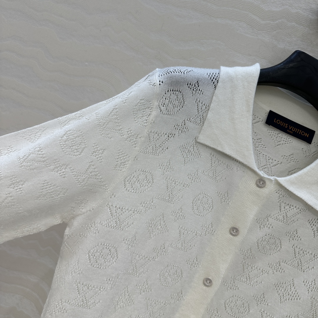 独家首发❤️原单品质！Monogram花㚏针织Polo领毛衣！18针瑞士机重工定位缕空嵌花工艺贯穿时髦高