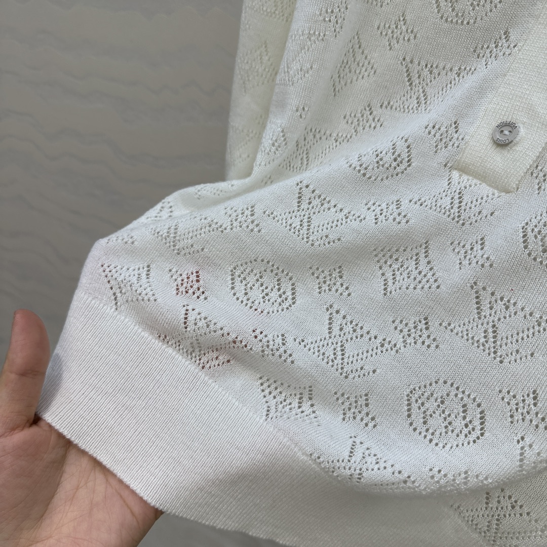 独家首发❤️原单品质！Monogram花㚏针织Polo领毛衣！18针瑞士机重工定位缕空嵌花工艺贯穿时髦高