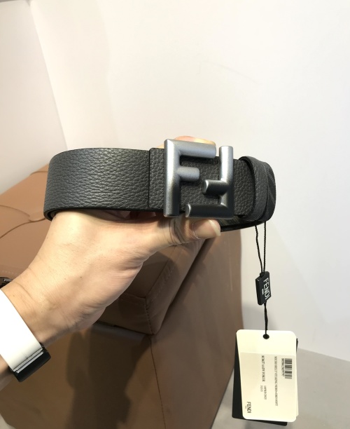 Fendi Men's Black Leather Belt with Signature Logo Buckle 1 Fendi Men's Black Leather Belt with Signature Logo Buckle