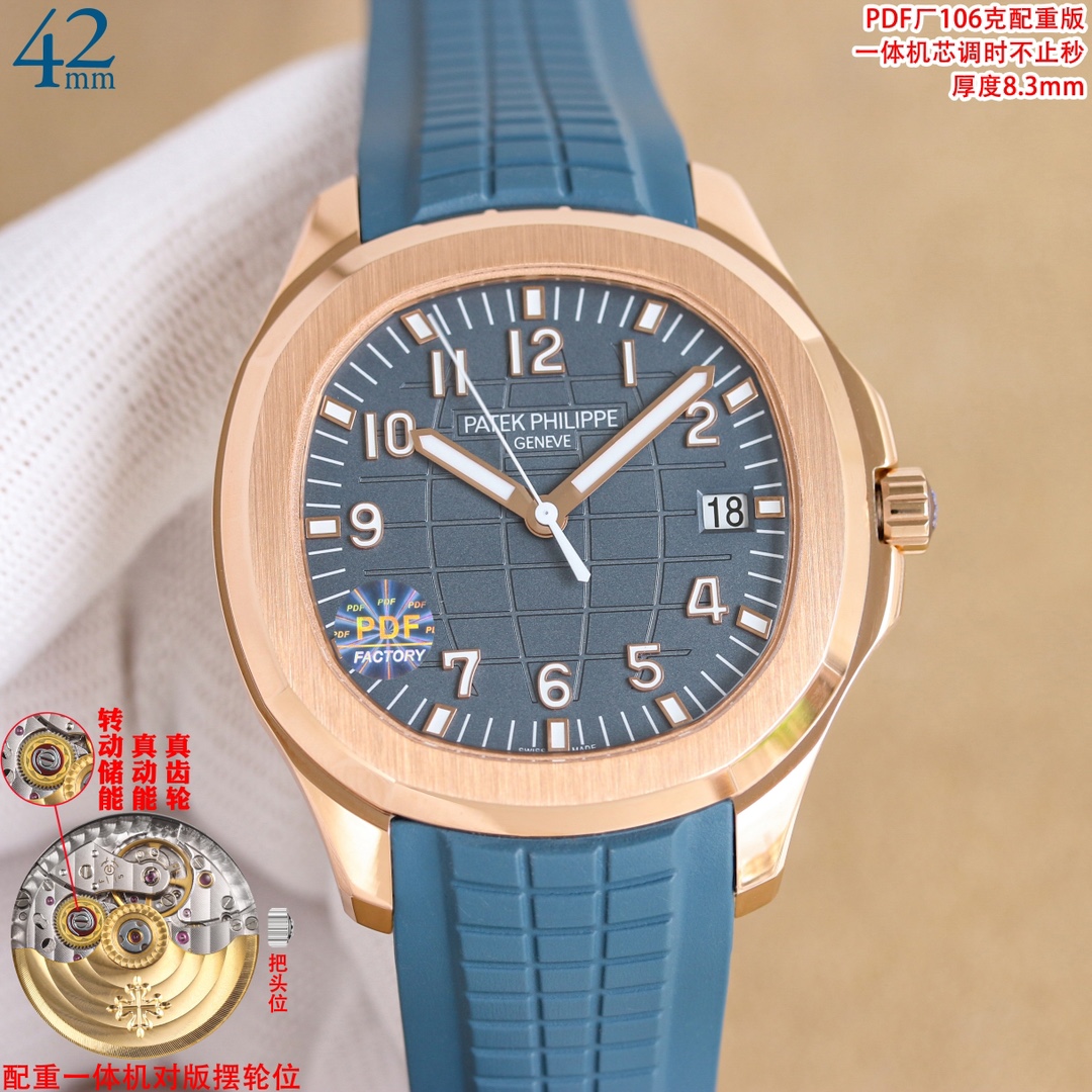 NO:337382,PDFFactory (106) g counterweight version 9-point real winding sprocket and time adjustment more than seconds Patek Philippe AQUANAUT grenade series Size 42mm/8.3mm Exclusive integrated Cal.26-S C movement, 9-point real winding sprocket can be rotated to achieve the original consistent size and time adjustment more than seconds function Case ring port and middle shell integrated high-gloss molding Dial three-dimensional oil pressure gradient radiation pattern paired with finished oil-filled super luminous digital A-line nail strap true color fluoroelastic belt The buckle is unified upgraded latest version hollow engraving Kara table butterfly buckle, Patek philippe19860909PDFFactory(106)克配重版 9点位真上链轮及调时不止秒 百达翡丽 Patek Philippe  AQUANAUT手雷系列 尺寸42mm/8.3mm 机芯独家一体Cal.26- S C 机芯,9点位可转动真上链轮,实现原版一致尺寸厚度及调时不止秒功能 表壳圈口及中壳一体高光成型 表盘立体油压渐变放射纹搭配成品填油超强夜光数字阿字钉 表带真正对版颜色氟橡胶带 表扣统一升级最新版镂空雕刻卡拉桌华蝴蝶式表扣,,,patek philippe,Watch