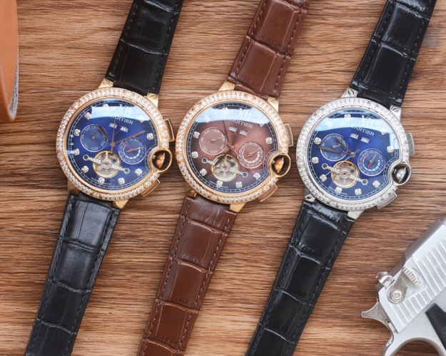 Cartier Men's Multifunctional Automatic Mechanical Watch with Leather Band 1 Cartier Men's Multifunctional Automatic Mechanical Watch with Leather Band