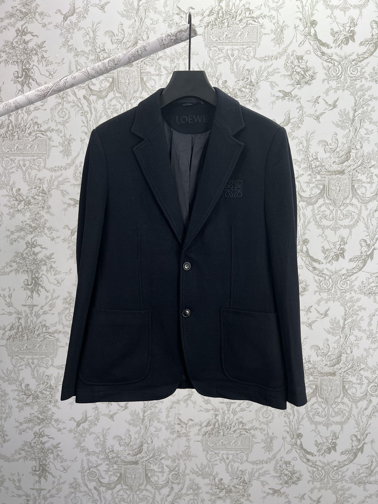 🅿️530 Loewe 25ss Nueva chaqueta de trabajo tricolor, corte holgado con cuello clásico, bordado Anagram clásico en el p…