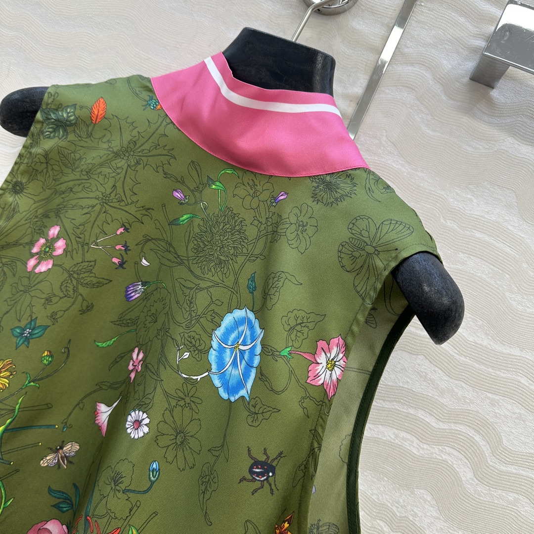 独家首发❤️原单品质💕GG浪漫度假印花真丝背心！全定位对花工艺，16姆米 100%真丝斜纹绸质感超赞！超