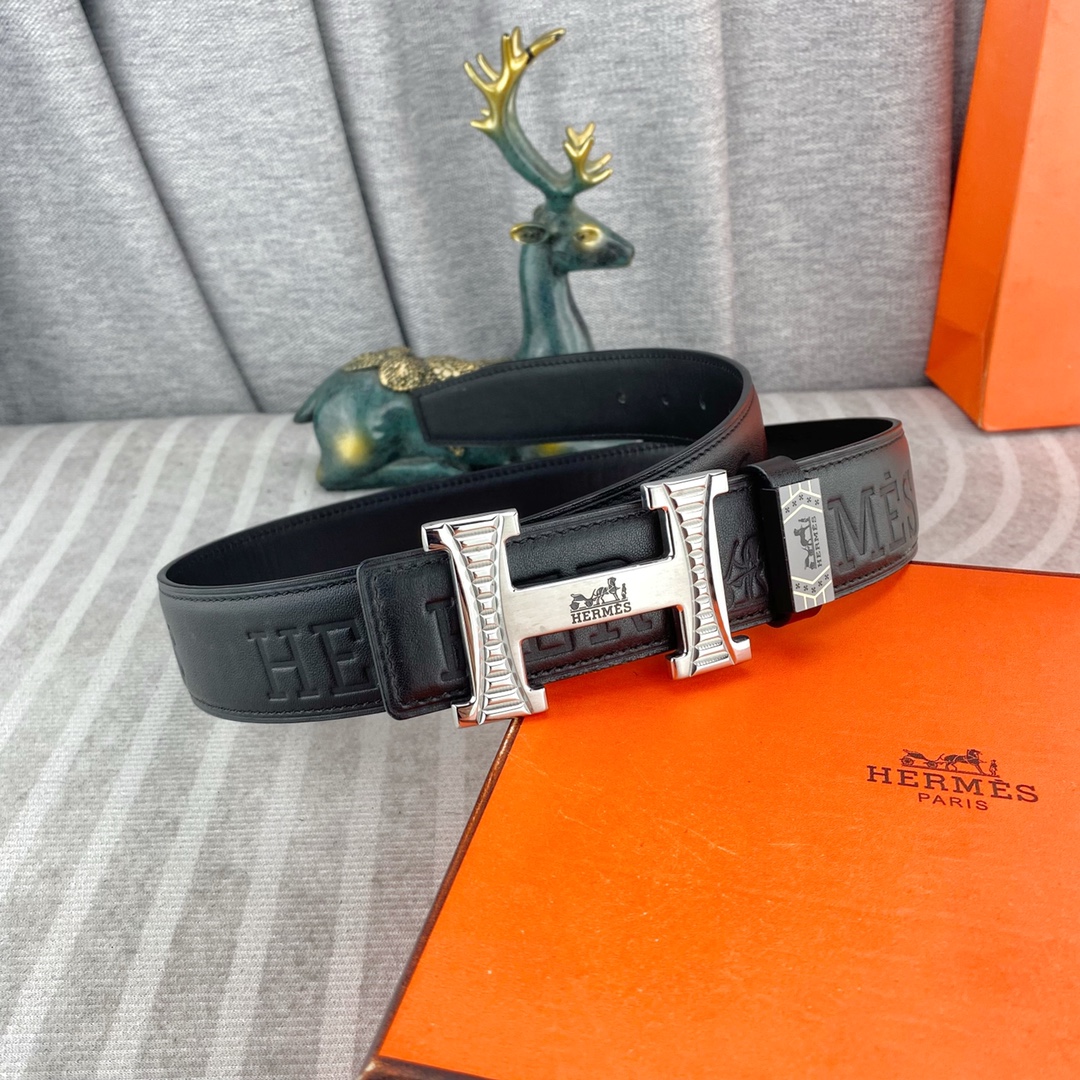 爱马仕💕 特种皮腰带系列 ，原厂五金精品不锈钢扣，手感柔软舒适 宽3.8CM。