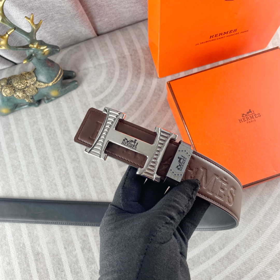 爱马仕💕 特种皮腰带系列 ，原厂五金精品不锈钢扣，手感柔软舒适 宽3.8CM。