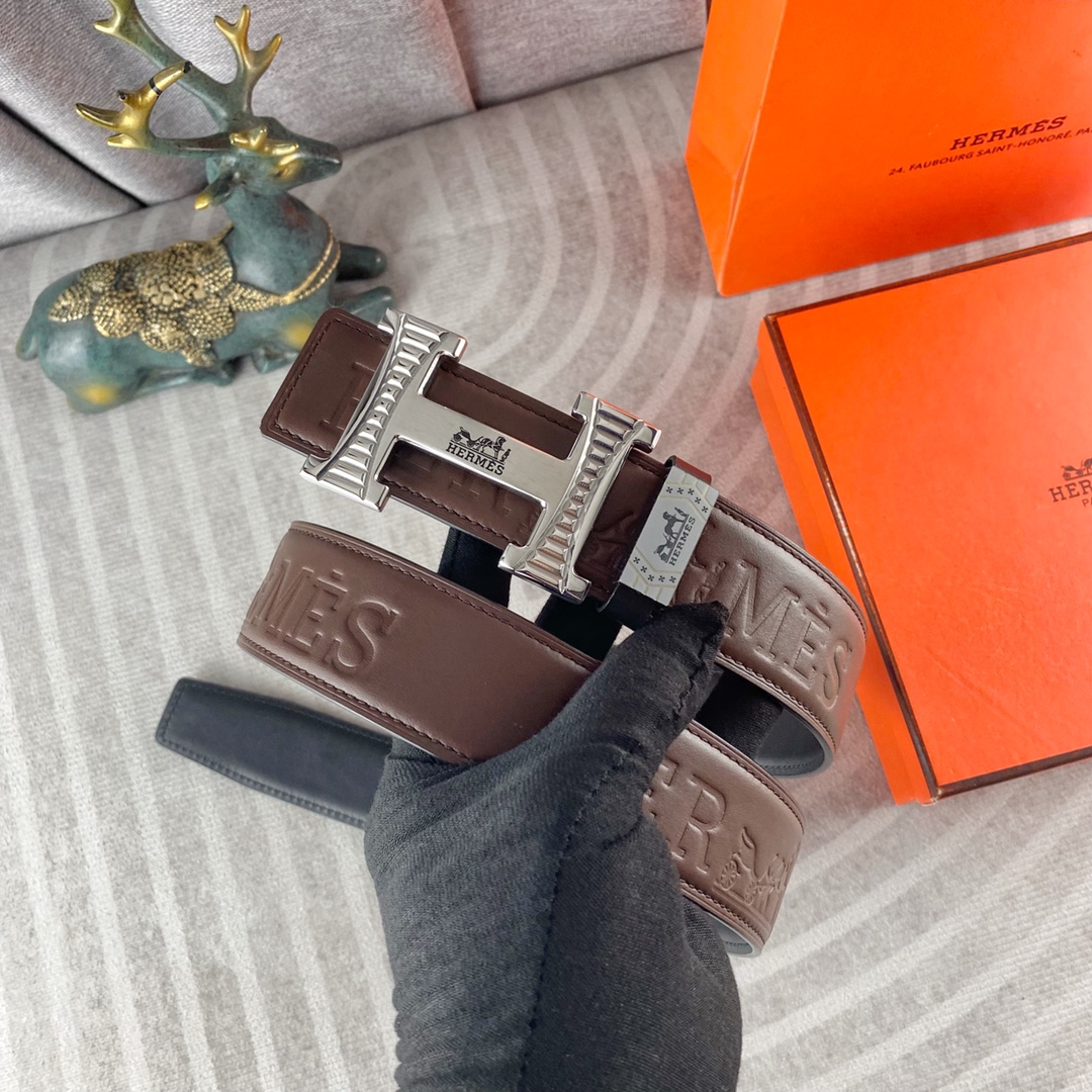 爱马仕💕 特种皮腰带系列 ，原厂五金精品不锈钢扣，手感柔软舒适 宽3.8CM。