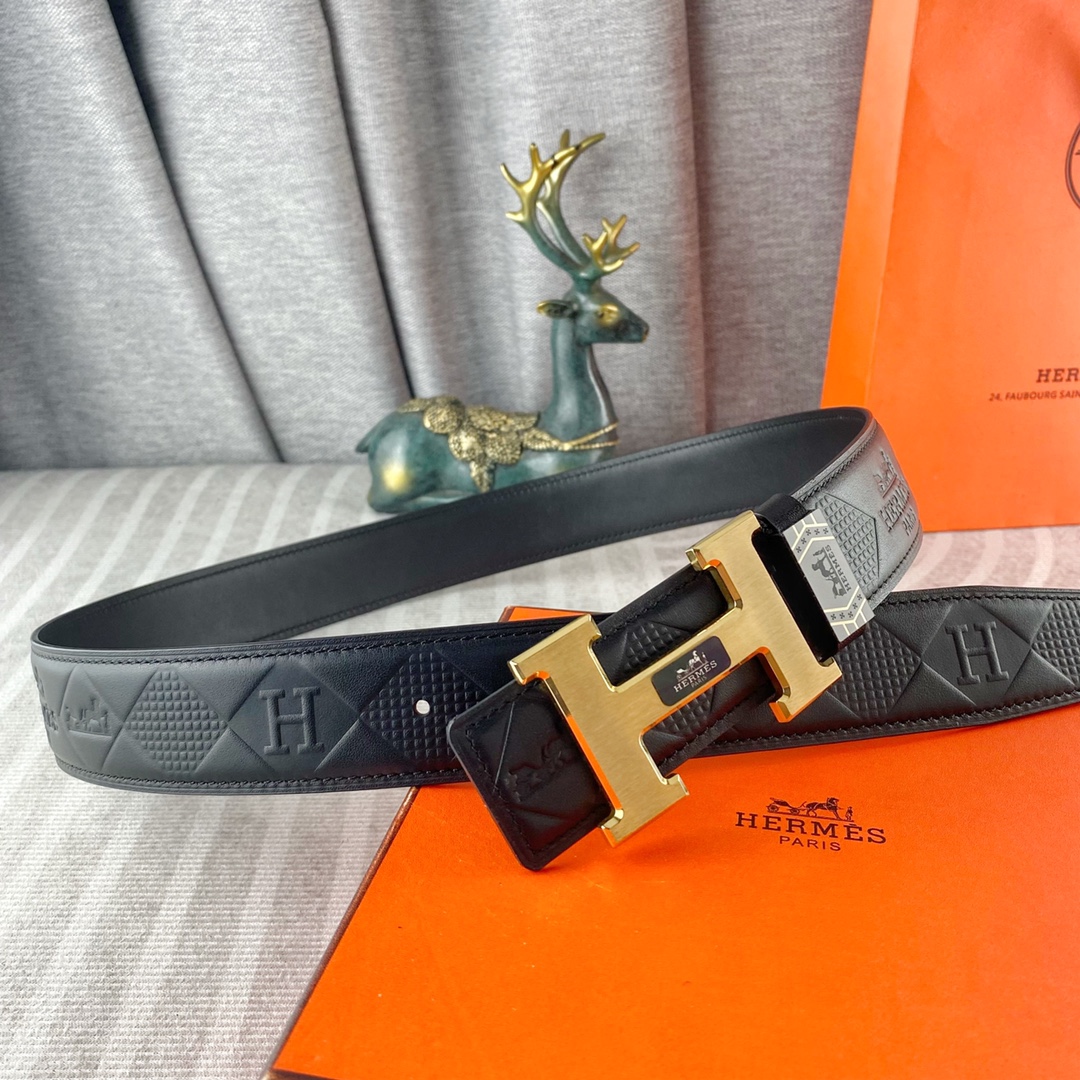 爱马仕💕 特种皮腰带系列 ，原厂五金精品不锈钢扣，手感柔软舒适 宽3.8CM。