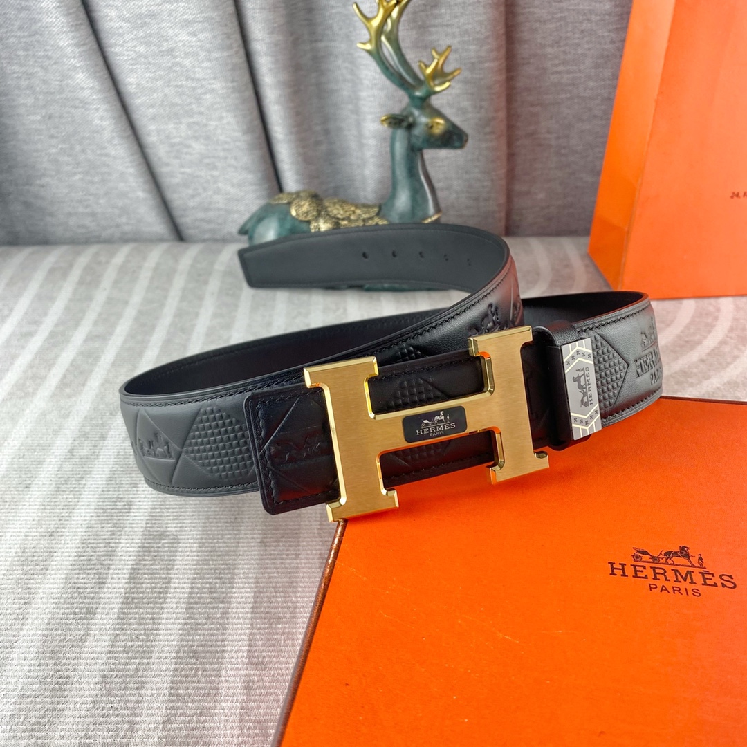 爱马仕💕 特种皮腰带系列 ，原厂五金精品不锈钢扣，手感柔软舒适 宽3.8CM。