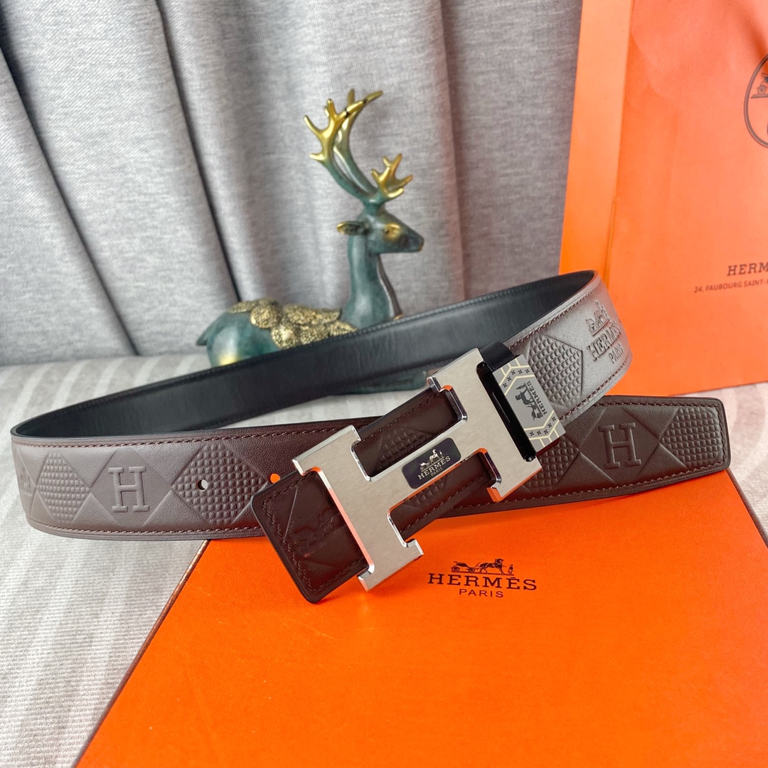 爱马仕💕 特种皮腰带系列 ，原厂五金精品不锈钢扣，手感柔软舒适 宽3.8CM。
