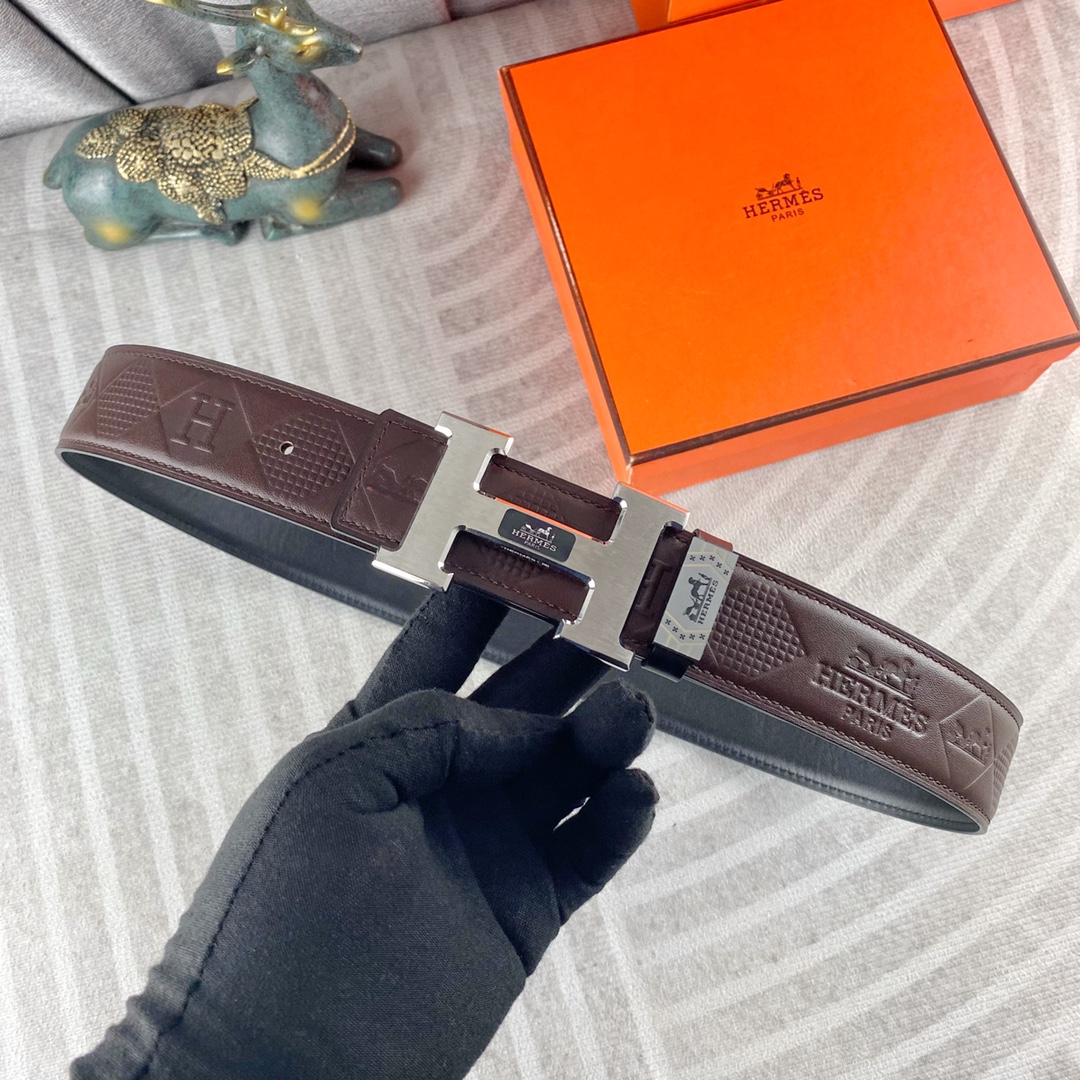 爱马仕💕 特种皮腰带系列 ，原厂五金精品不锈钢扣，手感柔软舒适 宽3.8CM。