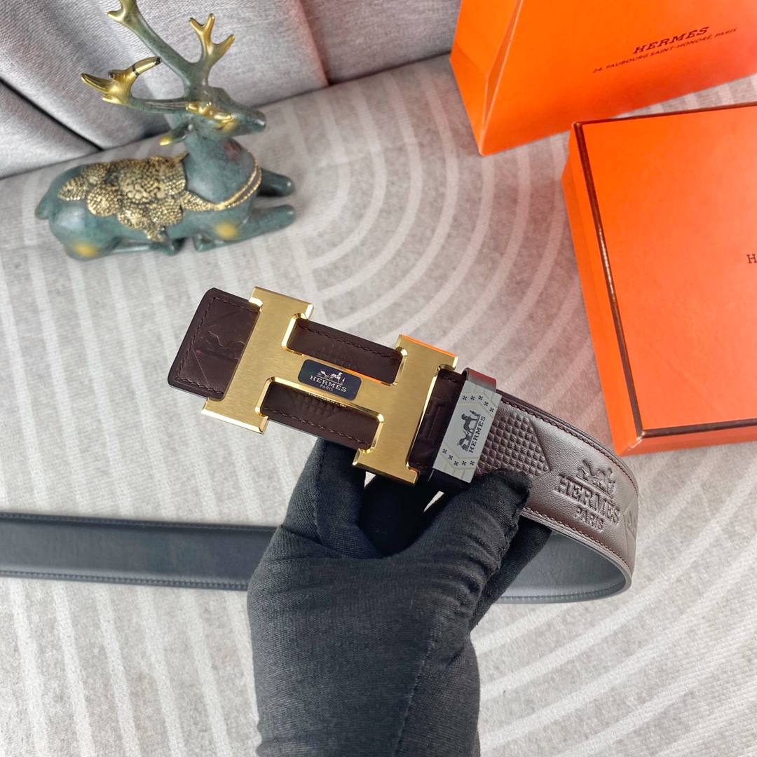 爱马仕💕 特种皮腰带系列 ，原厂五金精品不锈钢扣，手感柔软舒适 宽3.8CM。
