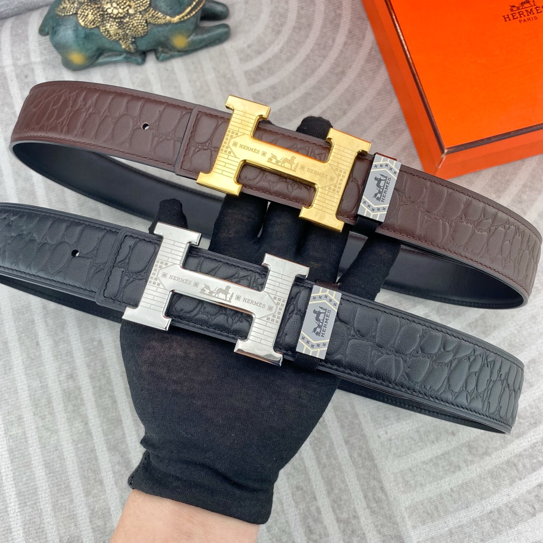 爱马仕💕 特种皮腰带系列 ，原厂五金精品不锈钢扣，手感柔软舒适 宽3.8CM。