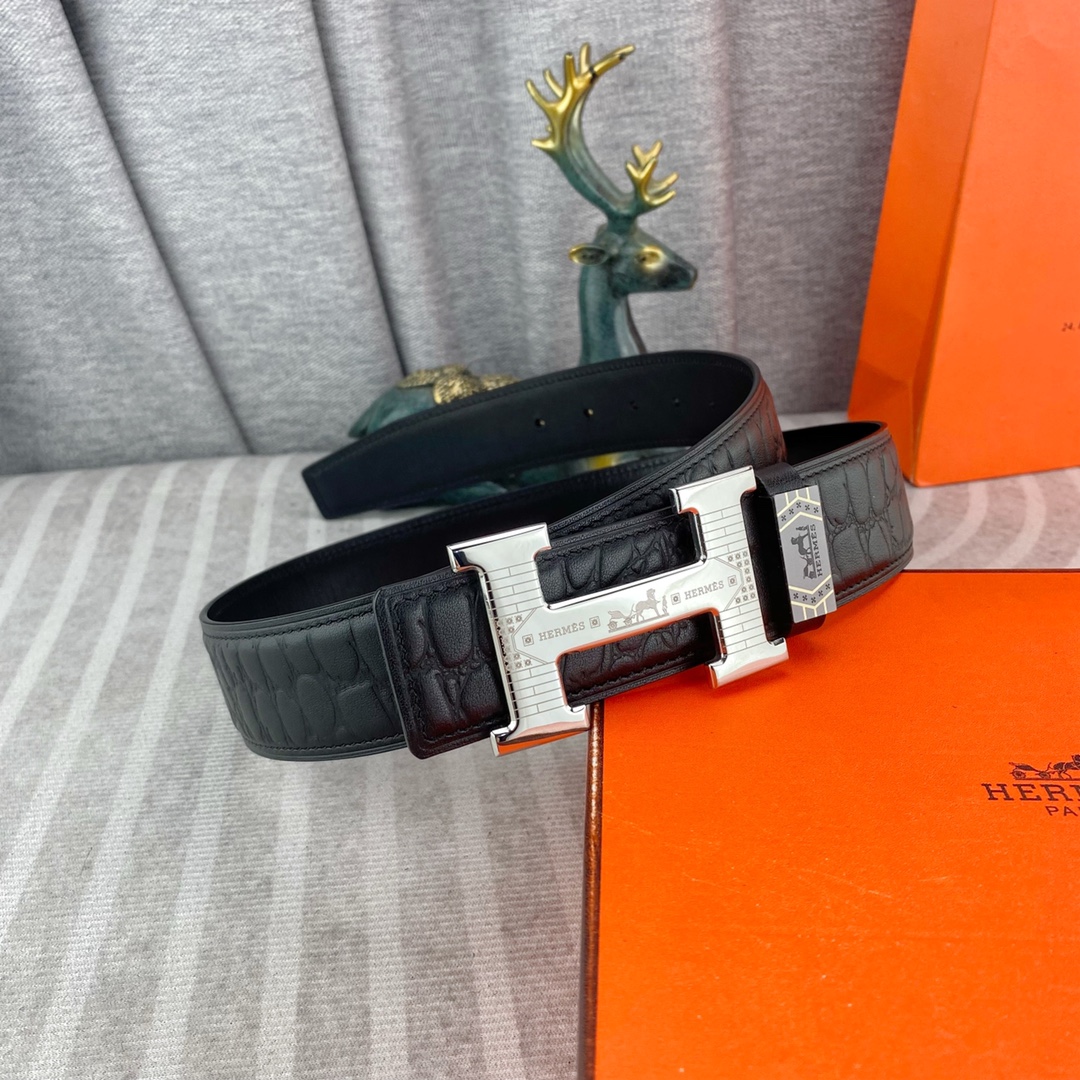 爱马仕💕 特种皮腰带系列 ，原厂五金精品不锈钢扣，手感柔软舒适 宽3.8CM。