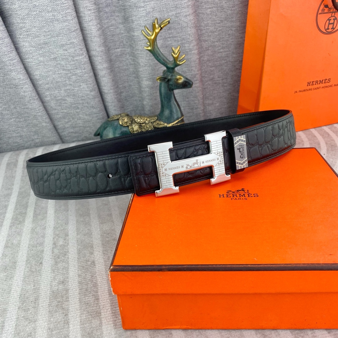爱马仕💕 特种皮腰带系列 ，原厂五金精品不锈钢扣，手感柔软舒适 宽3.8CM。